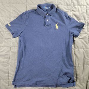 Polo Ralph Lauren Mens Medium Dark Blue Polo Shirt Short Sleeve Classic Fit